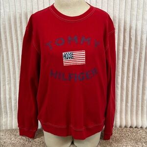 Y2K, Tommy Hilfiger, stars and stripes flag graphic USA crewneck sweatshirt sz L